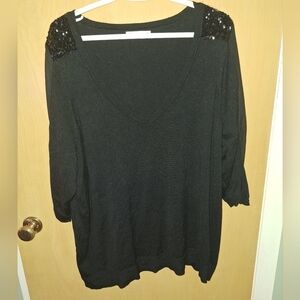 Reitmans Plus Black Blouse With Sparkle Size 3X